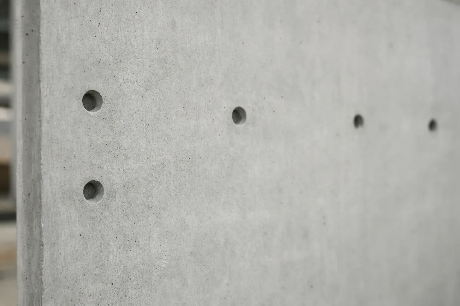 Nahaufnahme einer frisch ausgeschalten Sichtbetonwand mit glatter Oberfläche